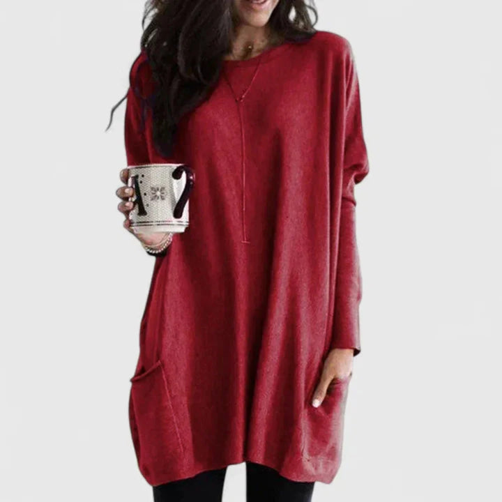 Robe à Col Zippé et Manches Longues Femme