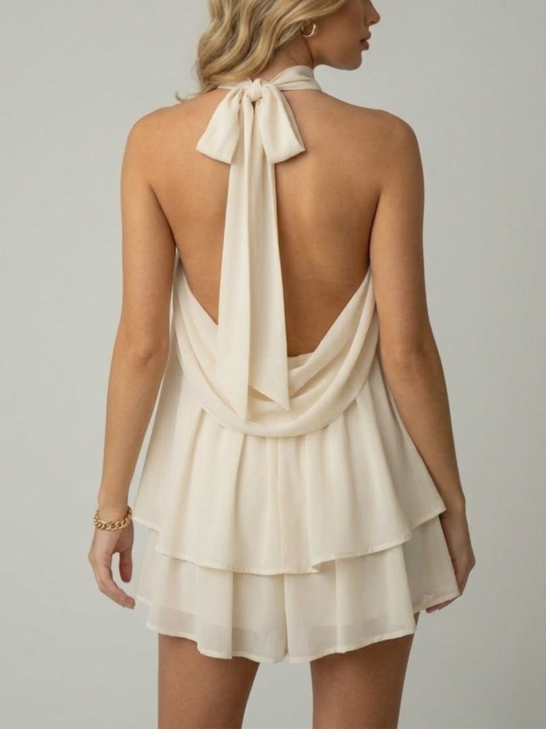 Robe Courte Fluide Col Halter Femme