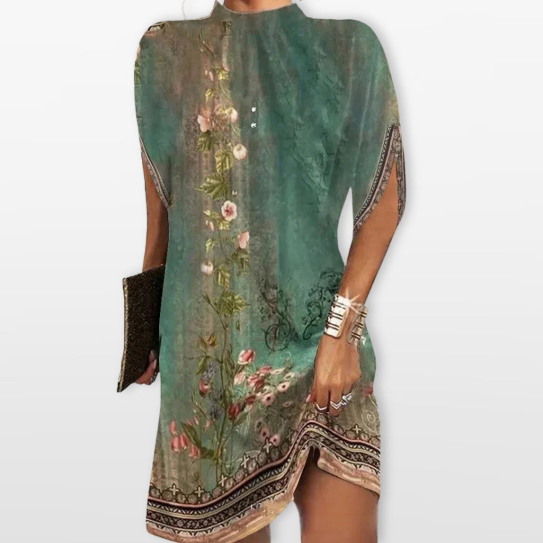 Robe Courte Ample Manches Chauve-Souris Femme