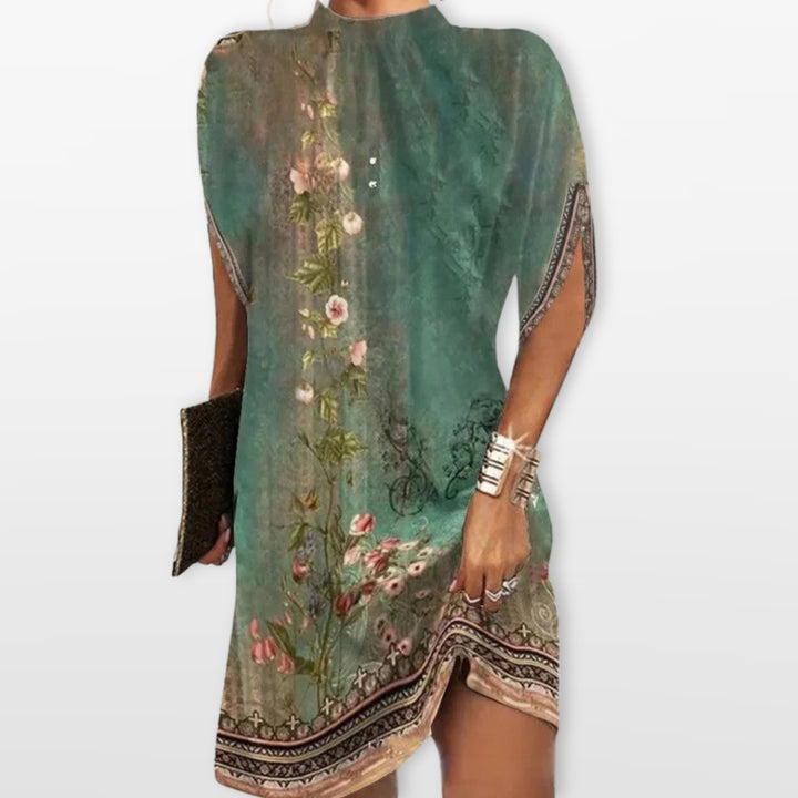 Robe Courte Ample Manches Chauve-Souris Femme
