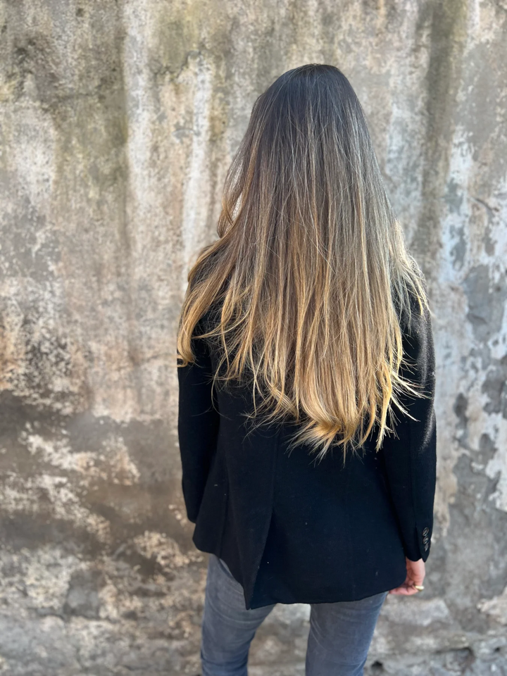 Blazer Long à Revers Et Bouton Unique Femme