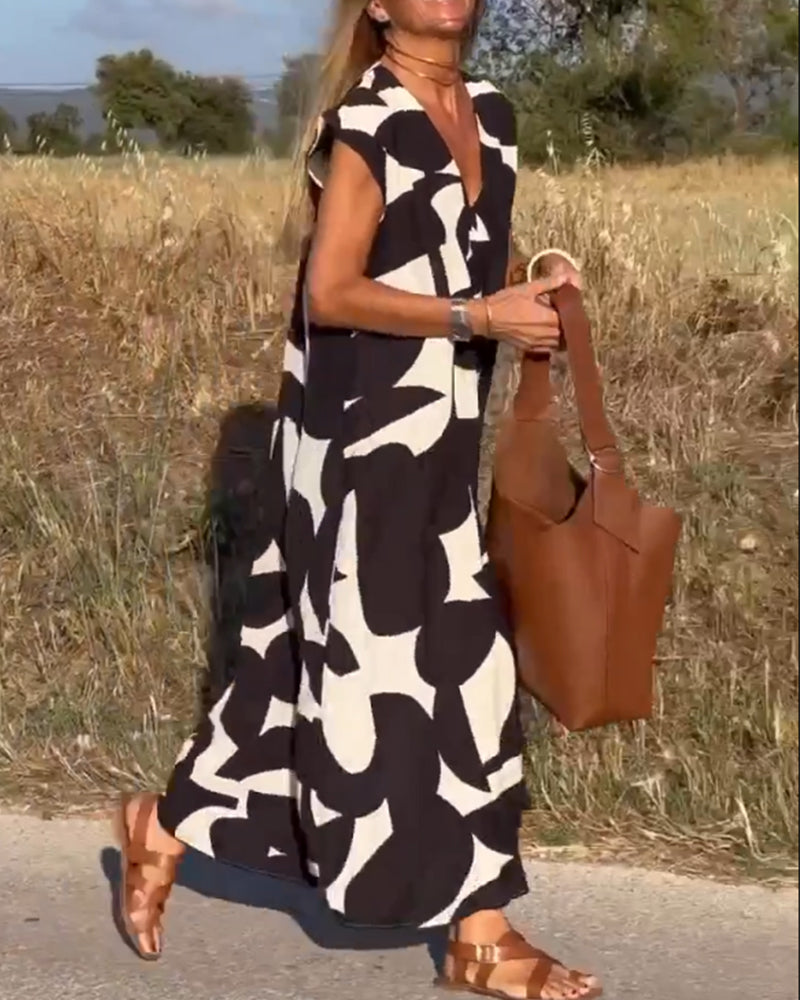 Robe Longue Imprimé Abstrait Femme
