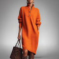 Robe Midi en Maille à Col Montant Femme