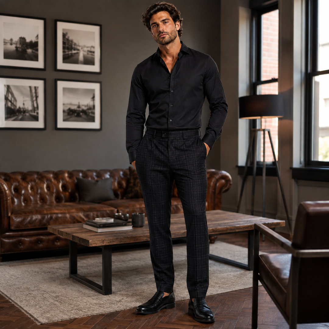 Pantalon Habillé à Carreaux Homme