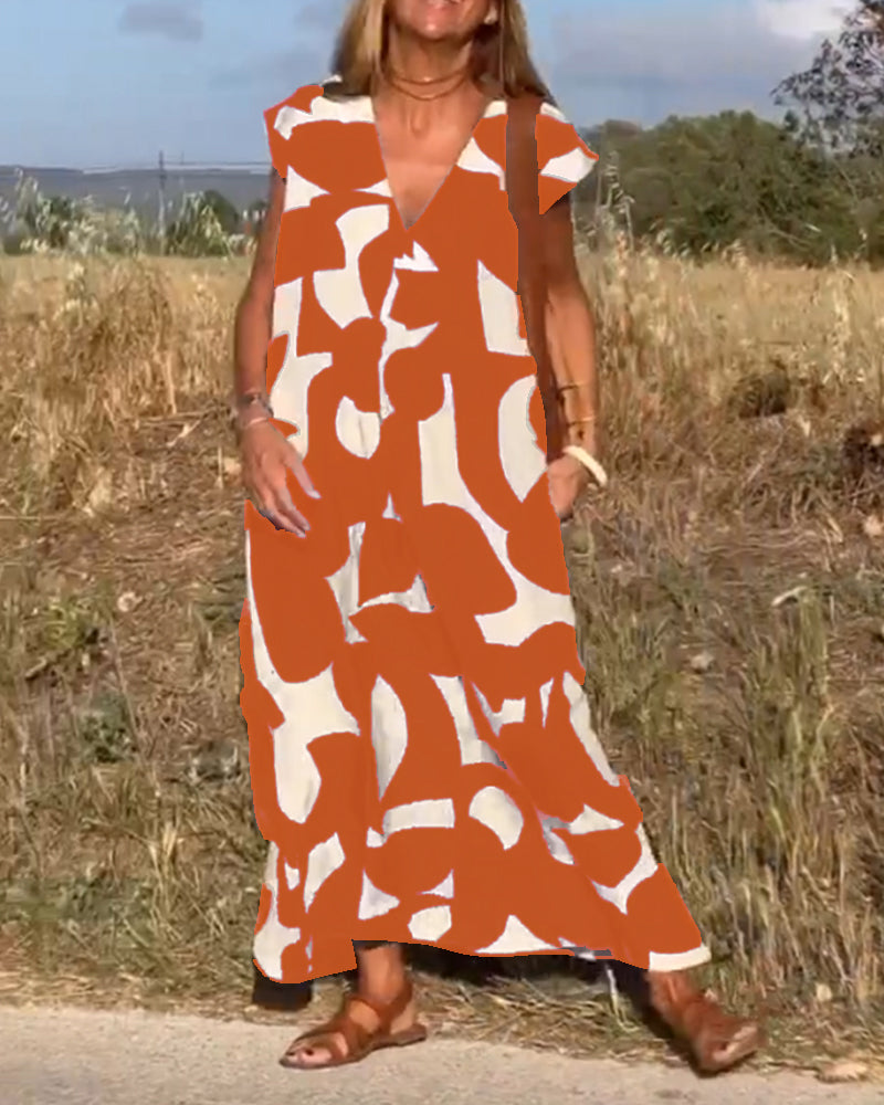 Robe Longue Imprimé Abstrait Femme