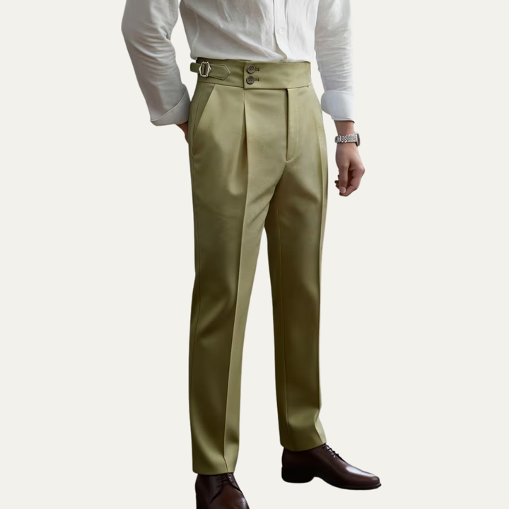 Pantalon Habillé à Plis et Boucles Latérales Homme