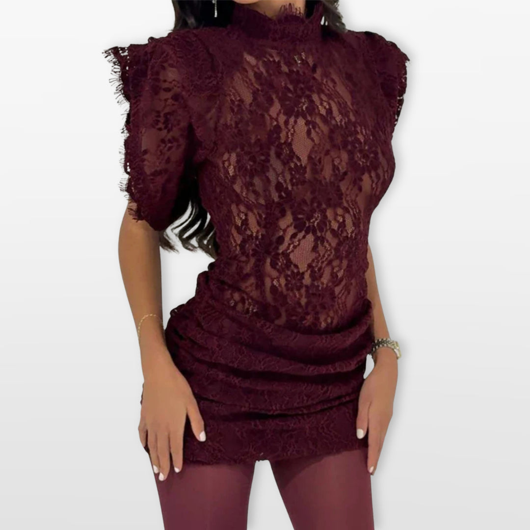 Robe Courte Dentelle Transparente Femme