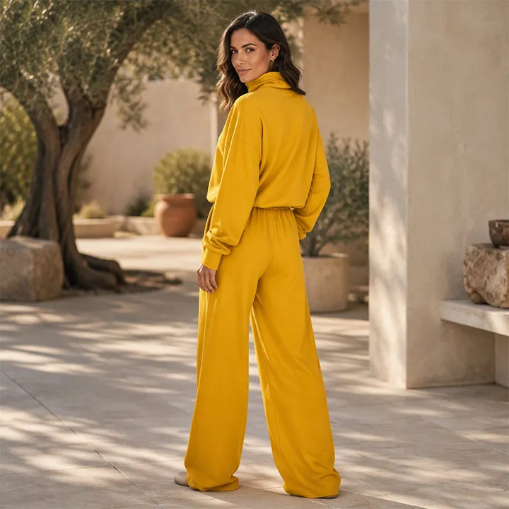 Ensemble 2 Pièces Col Roulé Et Pantalon Large Femme