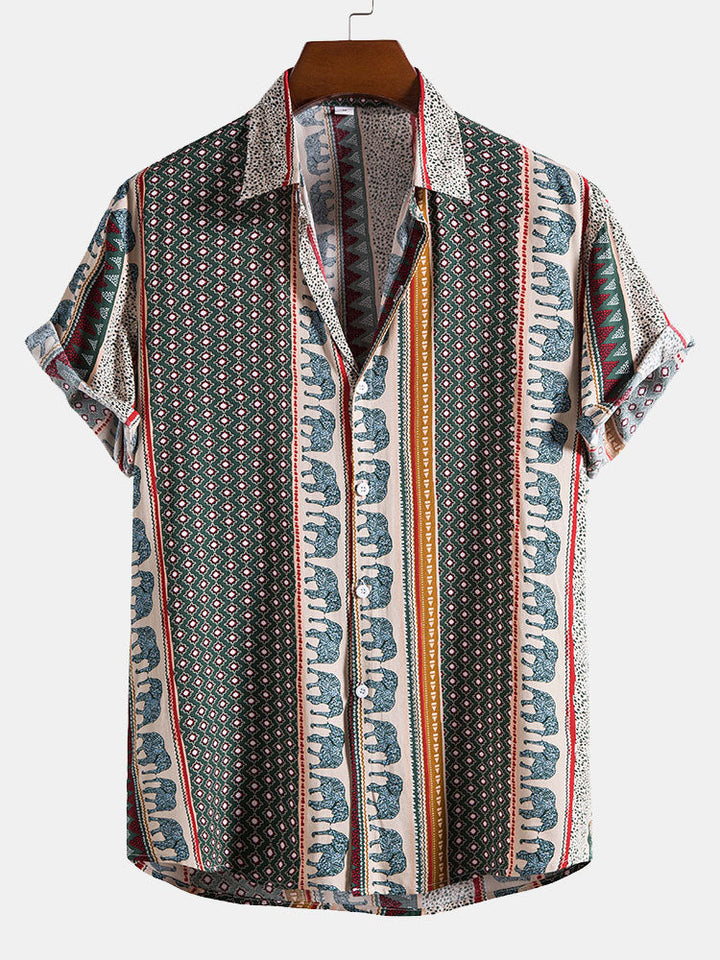 Chemise Imprimé Éléphant Décontractée Homme