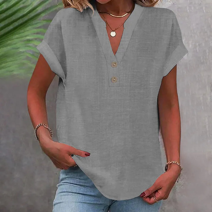 Blouse Col V Décontractée Femme