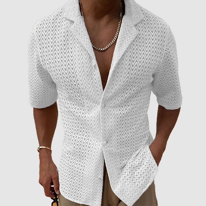 Chemise Ajourée à Manches Courtes Homme