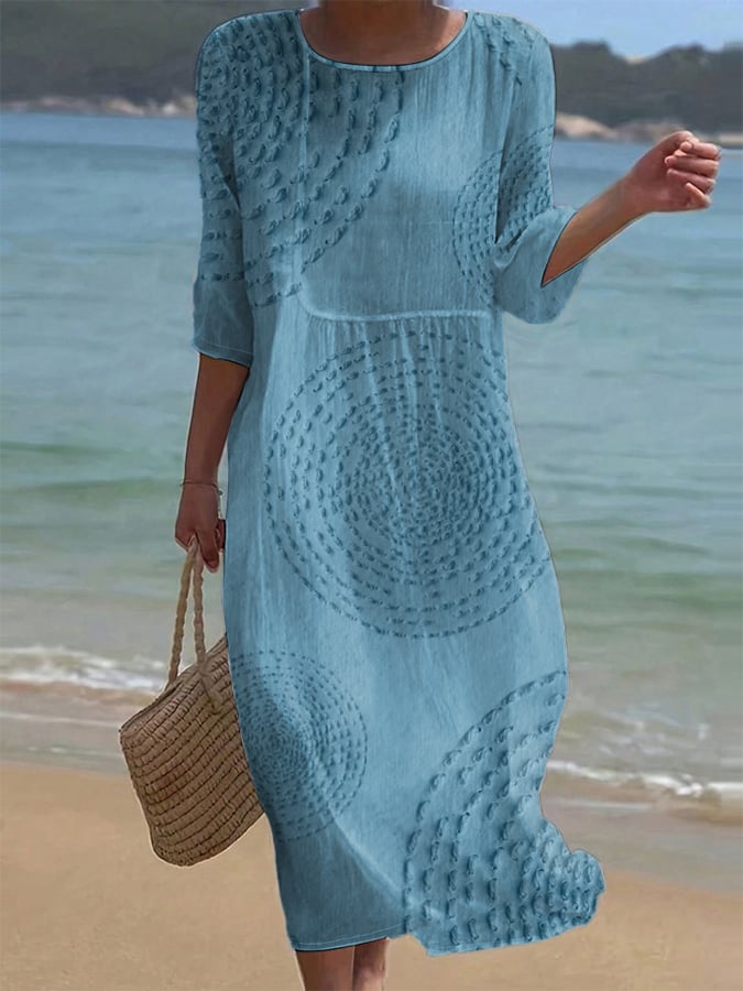 Robe Midi Fluide Texturée Femme