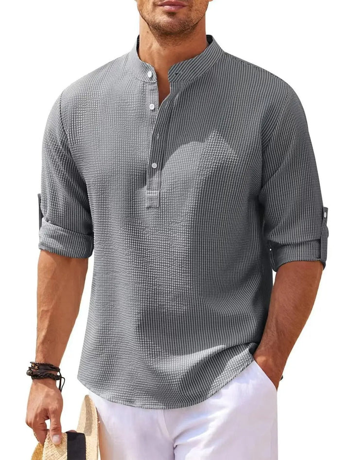 Chemise Col Mao Texturée Homme