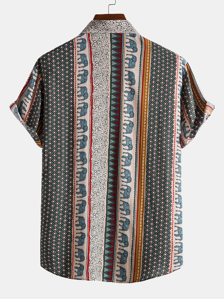 Chemise Imprimé Éléphant Décontractée Homme