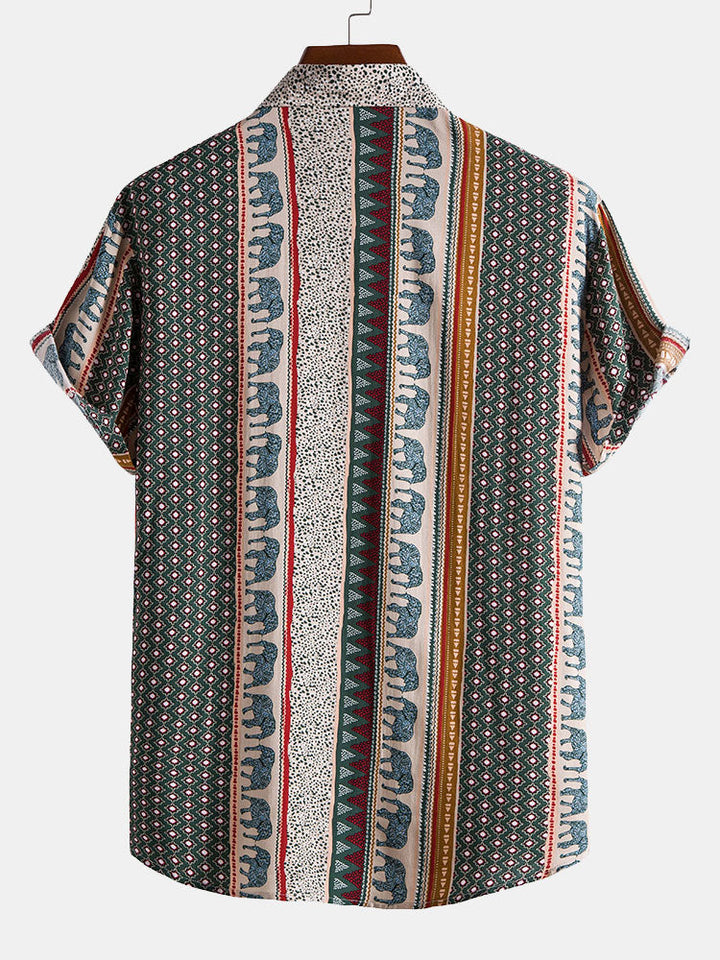 Chemise Imprimé Éléphant Décontractée Homme