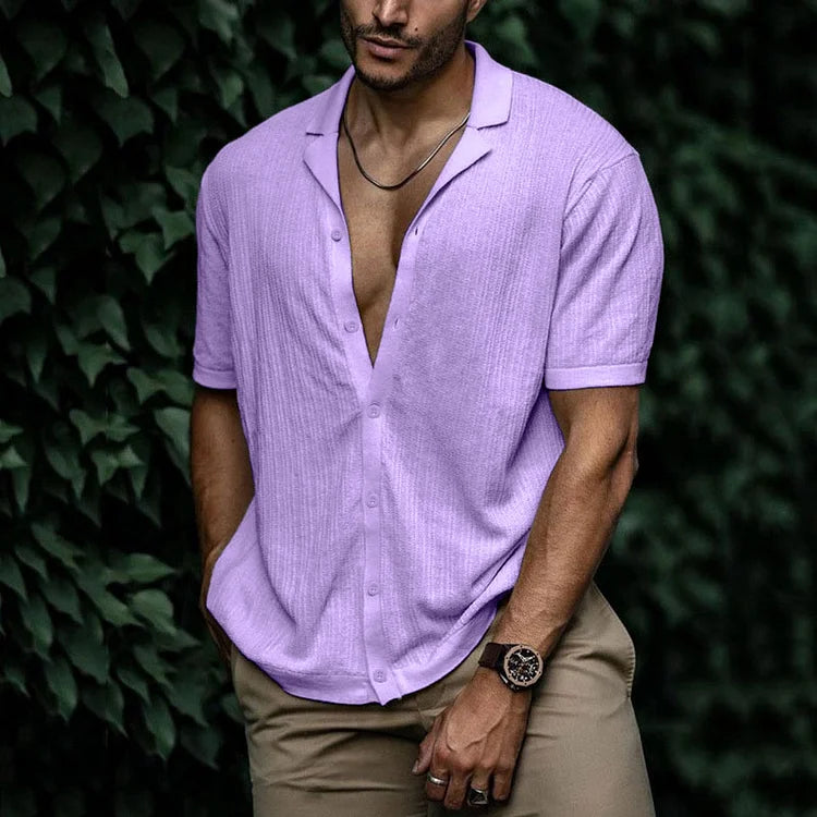 Chemise Texturée Manches Courtes Homme