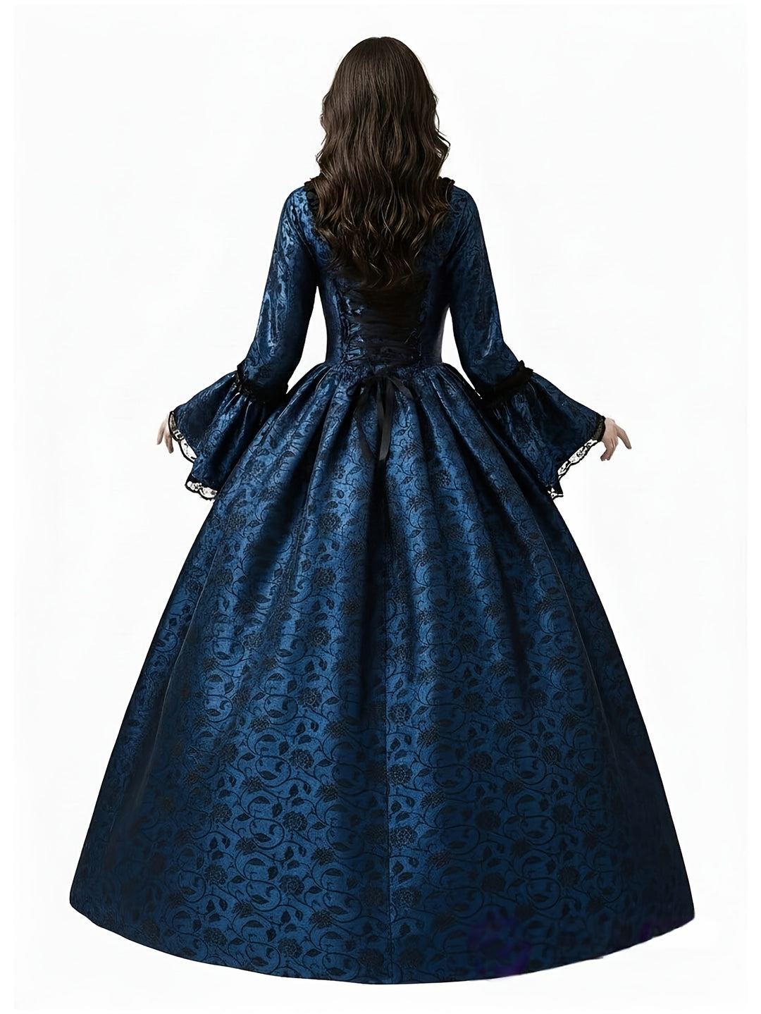 Robe Halloween Gothique à Manches Évasées Femme