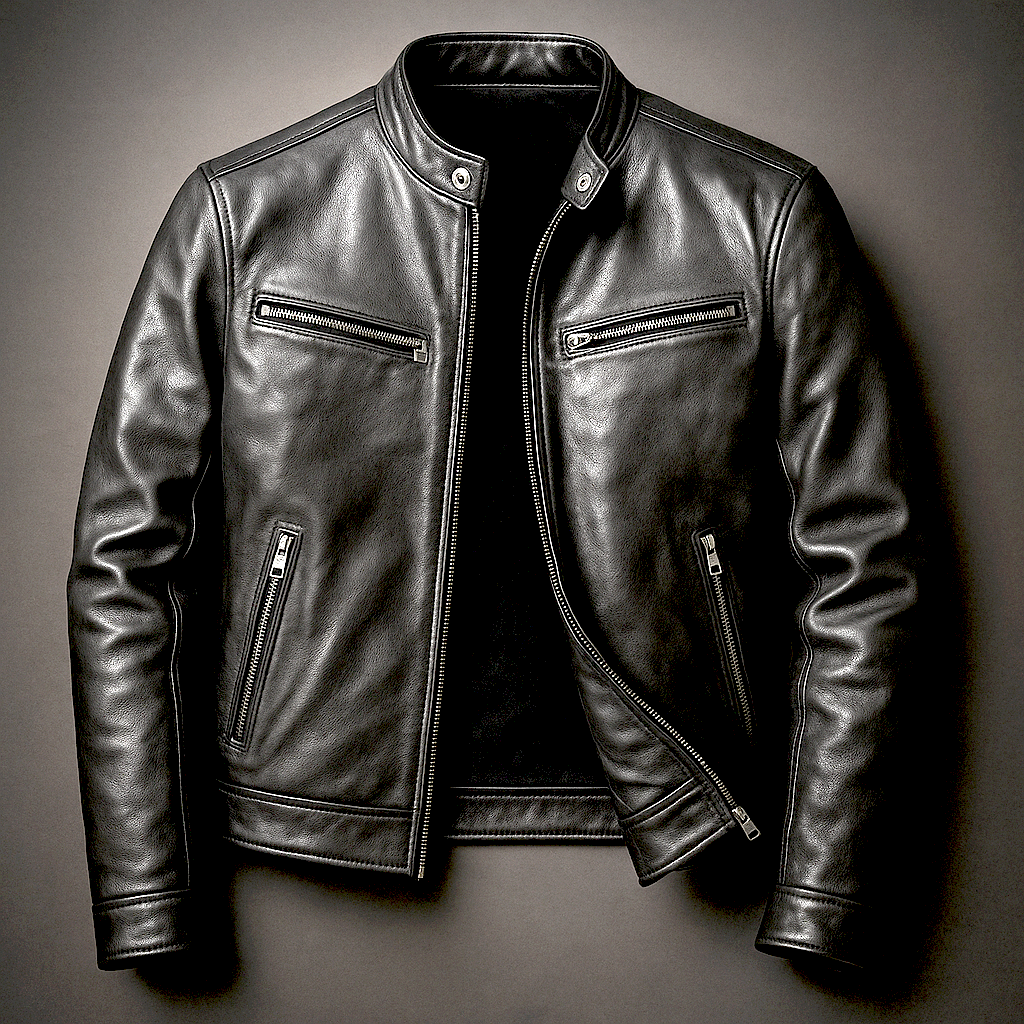Blouson En Cuir Zippé Homme