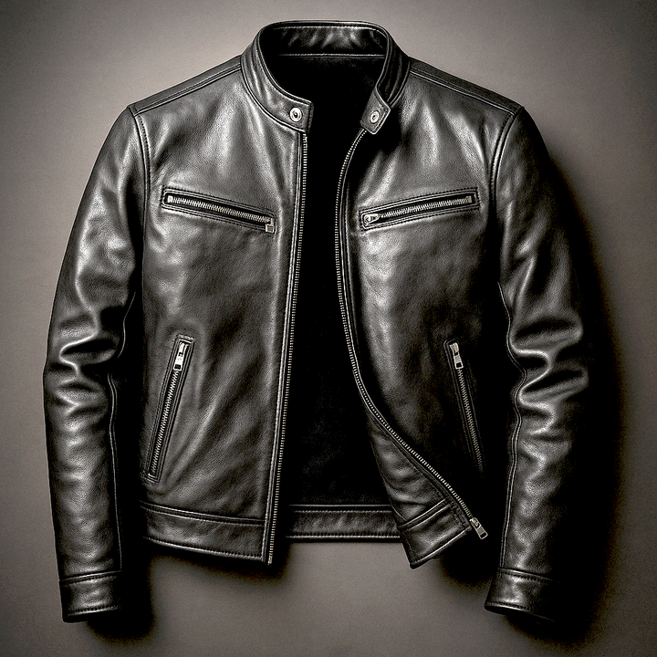 Blouson En Cuir Zippé Homme