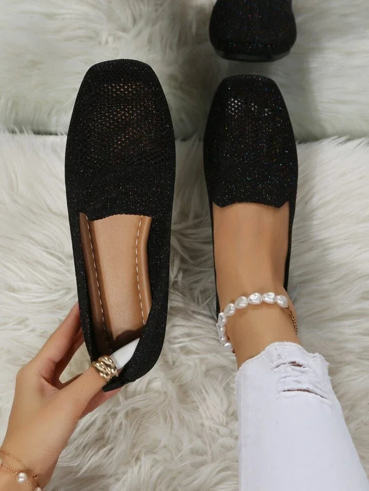 Ballerines En Maille Bout Carré Femme