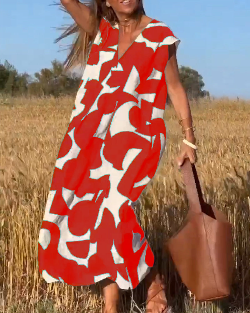 Robe Longue Imprimé Abstrait Femme