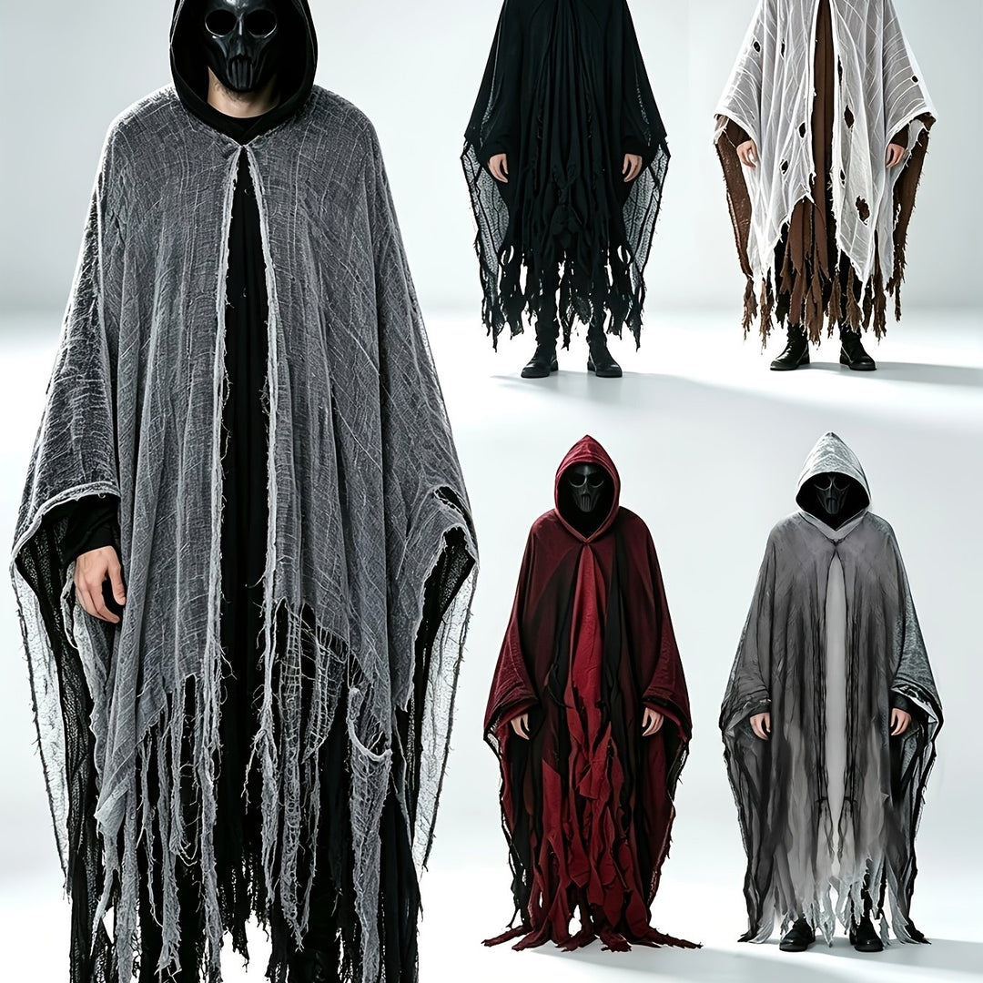 Cape Halloween à Capuche Effet Déchiré Homme