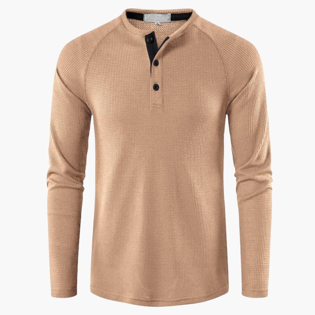 T-shirt Manches Longues Col Tunisien Homme