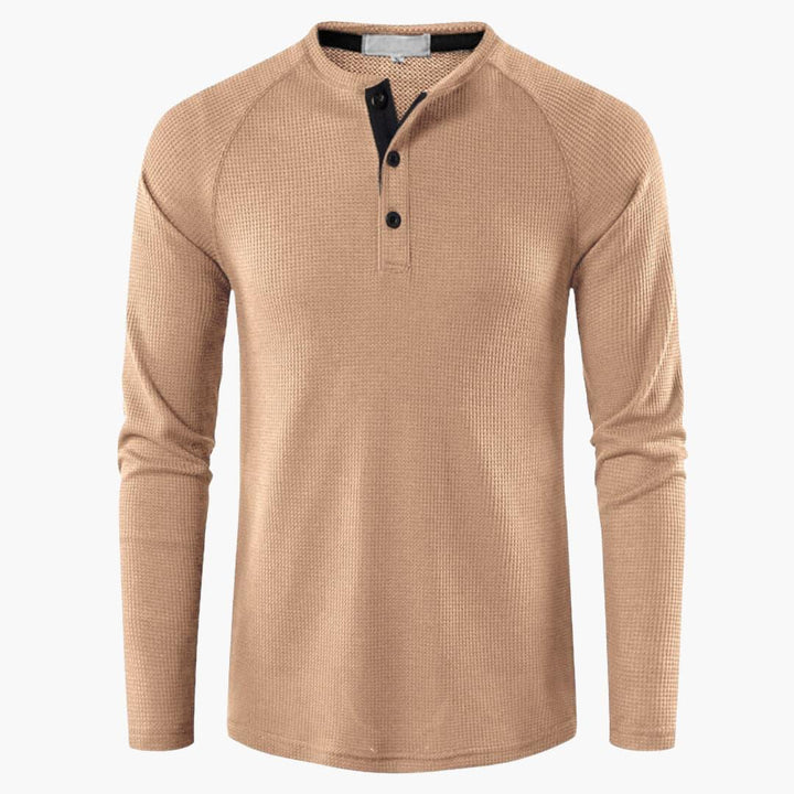 T-shirt Manches Longues Col Tunisien Homme