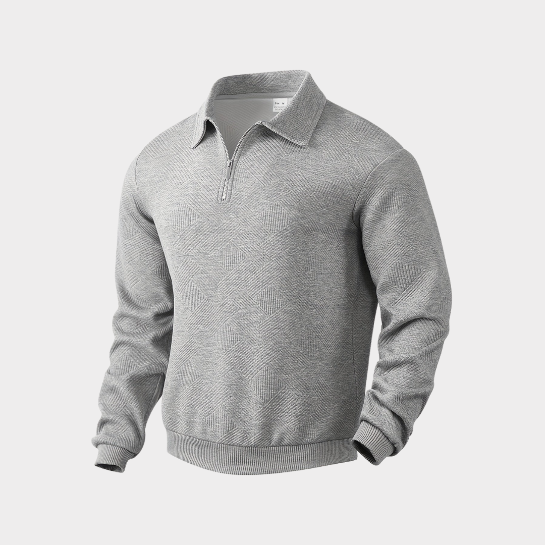 Pull Zippé à Col Polo Homme