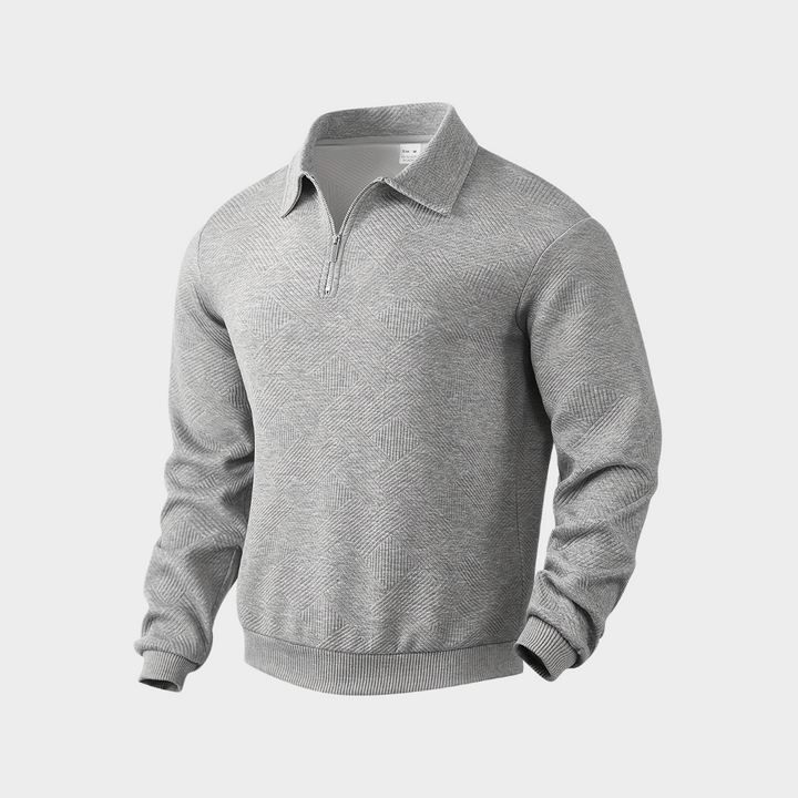 Pull Zippé à Col Polo Homme