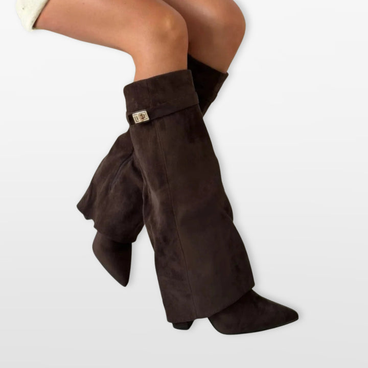 Bottes Hautes Bout Pointu Talon Bloc Femme