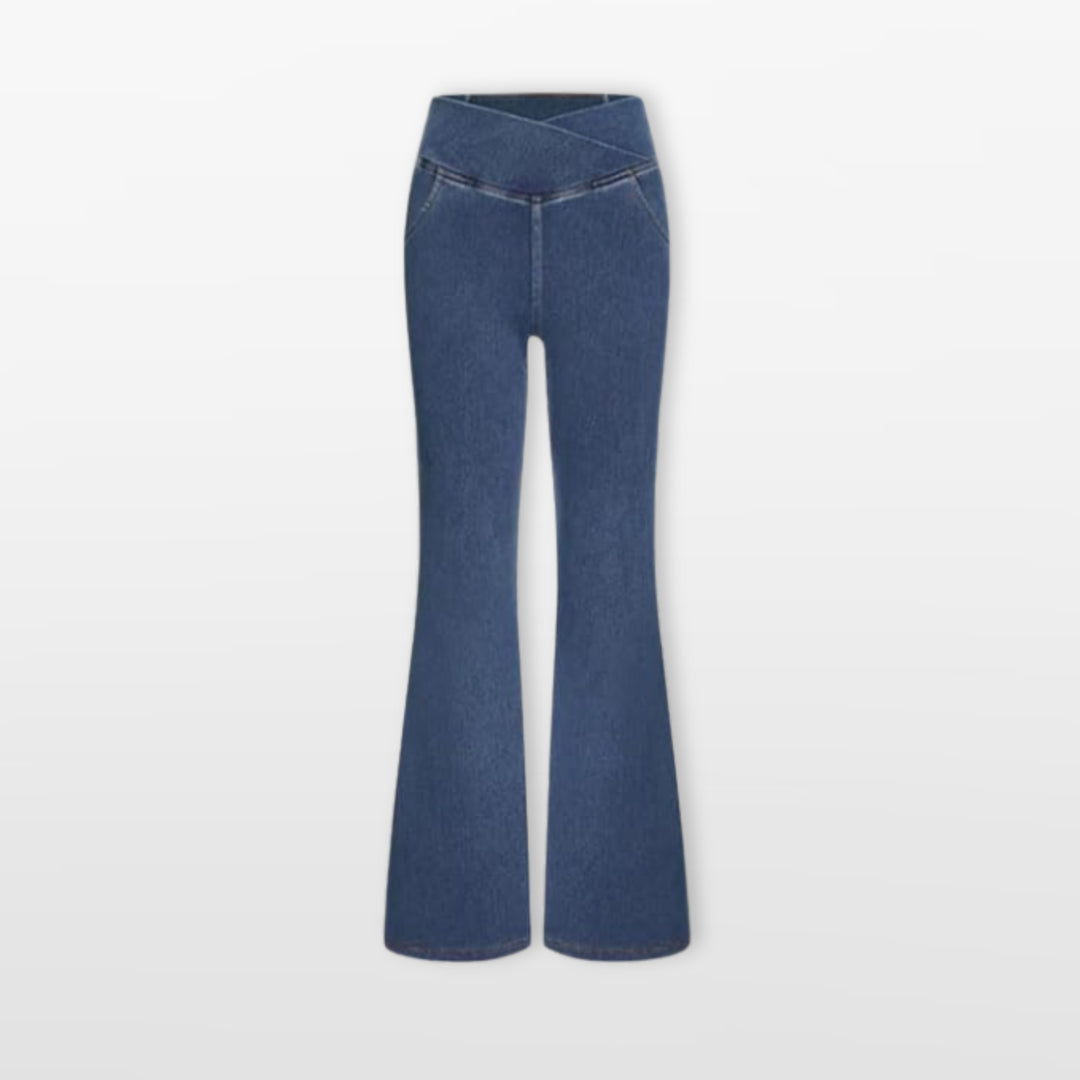Pantalon Évasé Taille Haute Coupe Bootcut Femme