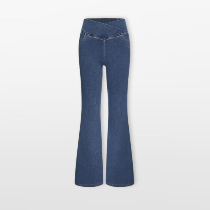 Pantalon Évasé Taille Haute Coupe Bootcut Femme