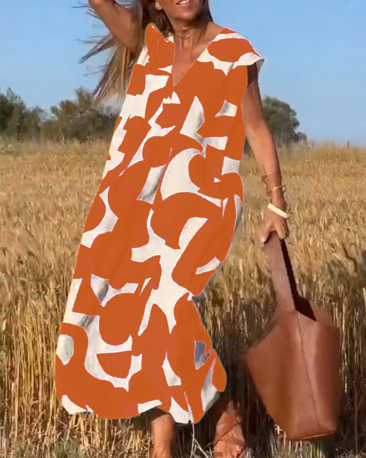Robe Longue Imprimé Abstrait Femme