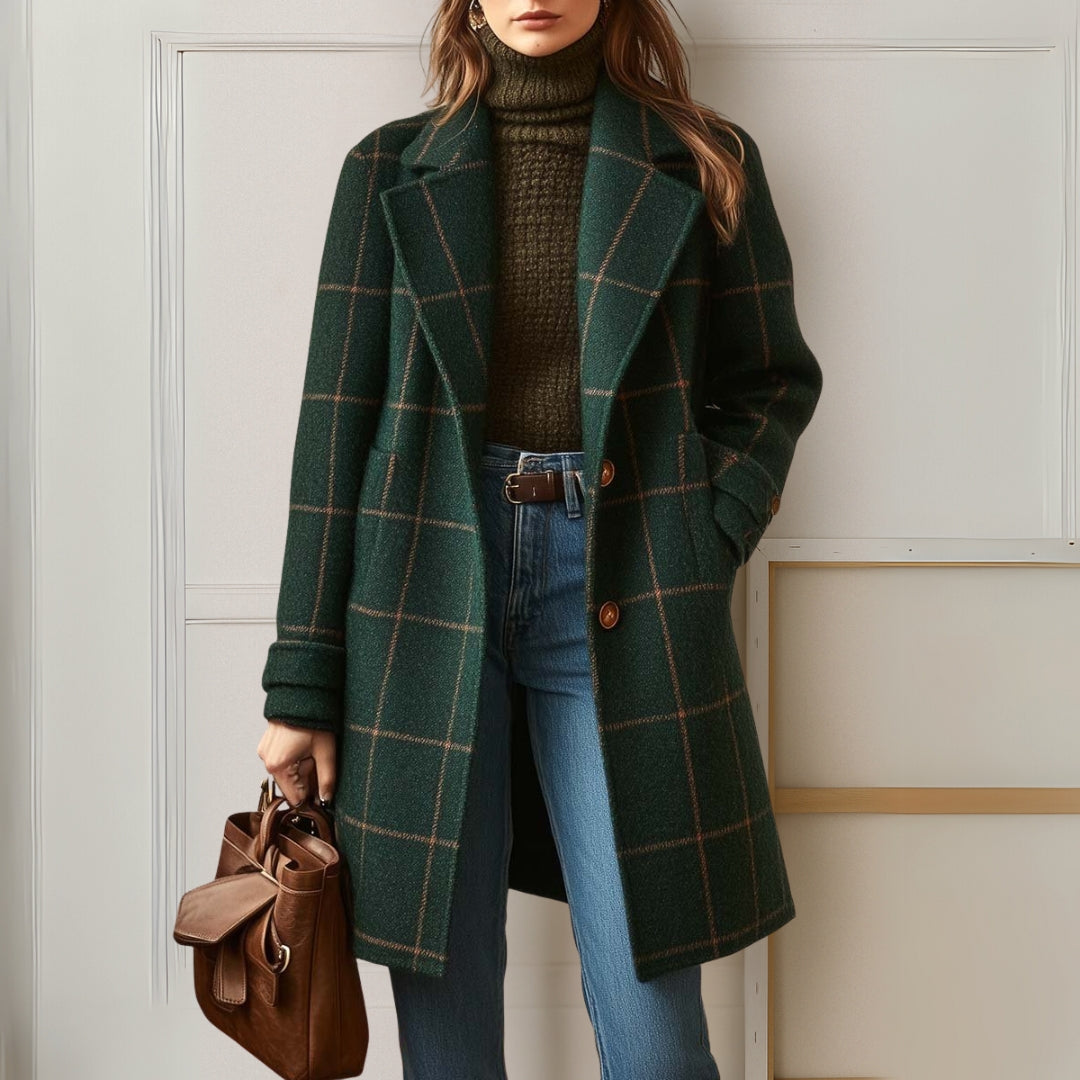 Manteau Long à Carreaux Femme