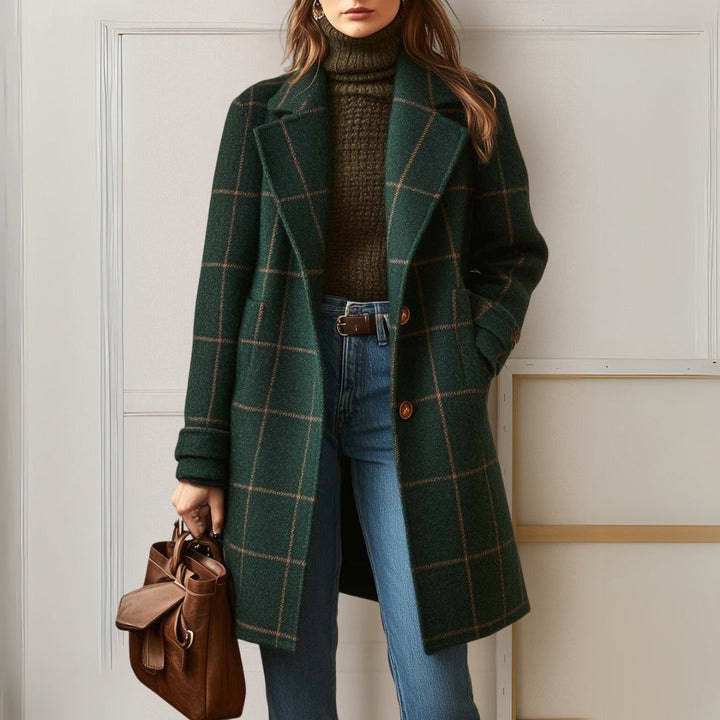 Manteau Long à Carreaux Femme