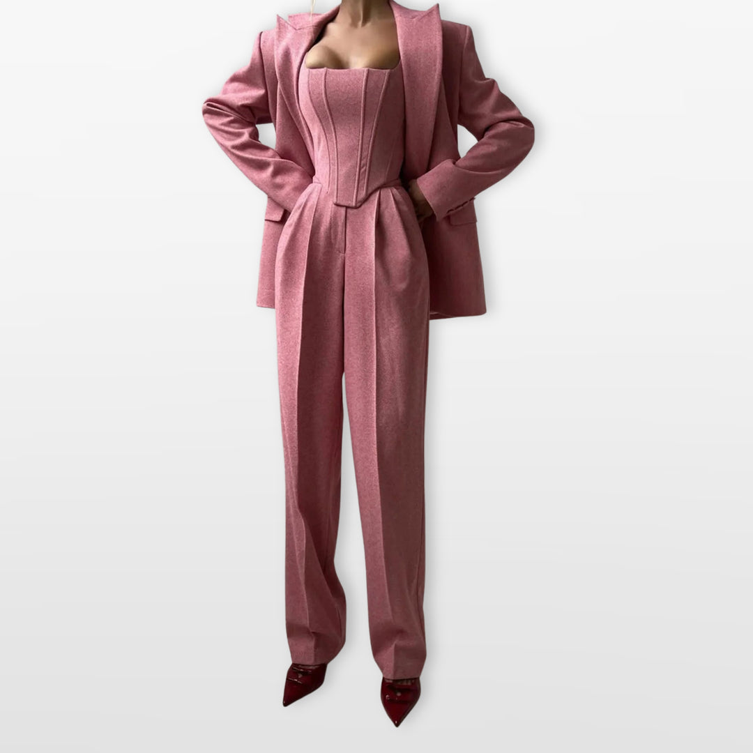 Ensemble Trois Pièces Tailleur Élégant Femme