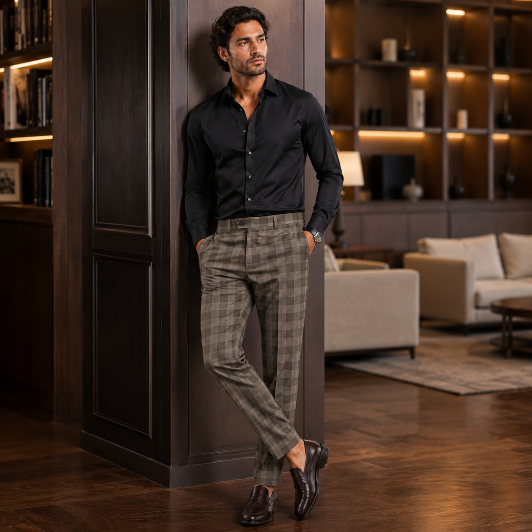 Pantalon Habillé à Carreaux Homme