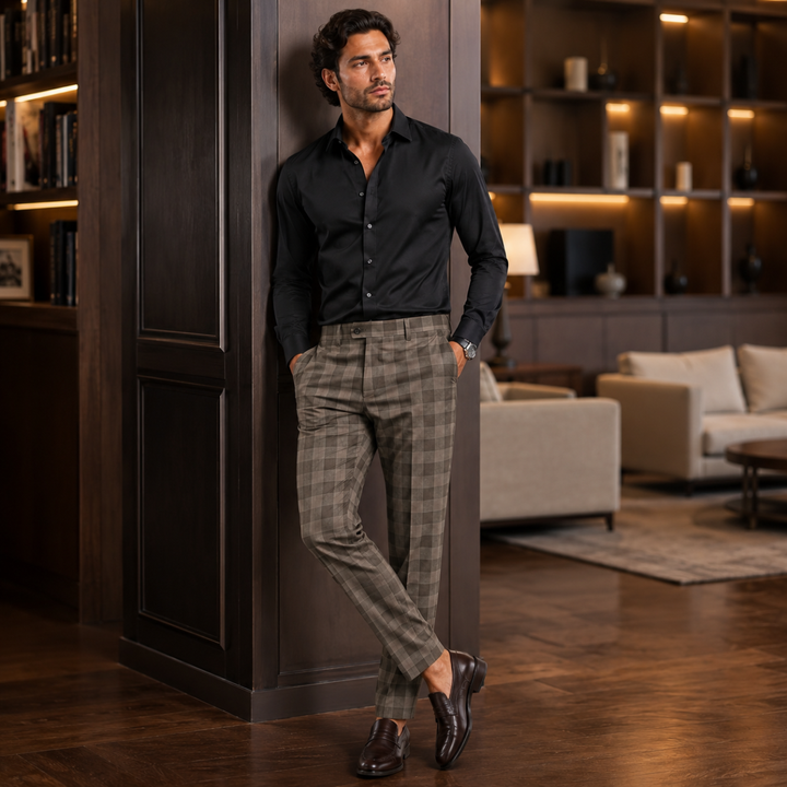Pantalon Habillé à Carreaux Homme