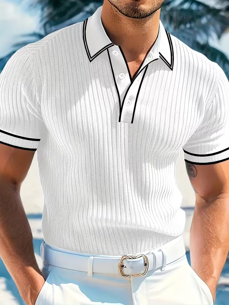Polo Texturé Manches Courtes Homme