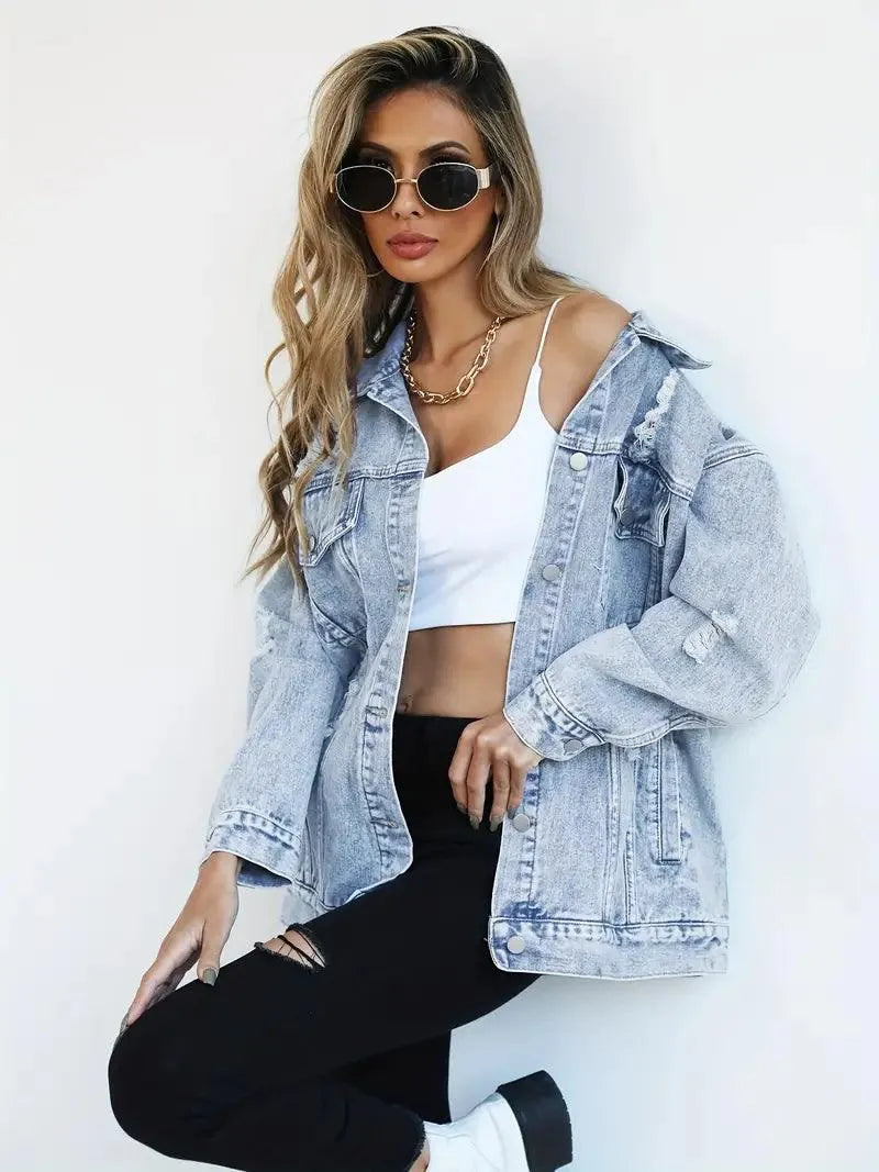 Veste Oversize Déchirée Femme