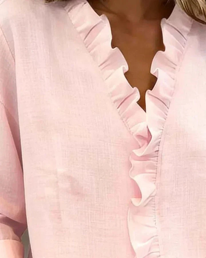 Blouse À Volants Manches Longues Femme
