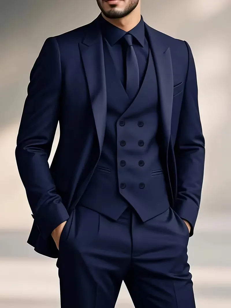 Costume Avec Gilet Croisé Et Revers Pointus Homme