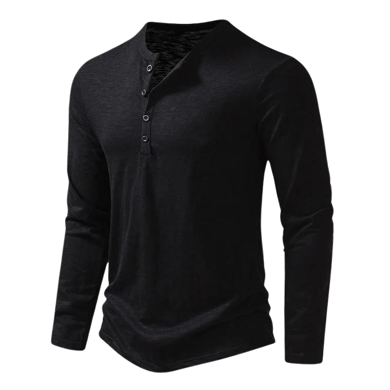 T-Shirt Henley à Manches Longues Homme