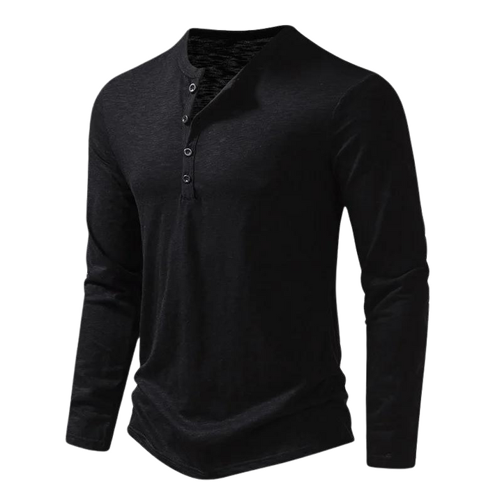 T-Shirt Henley à Manches Longues Homme