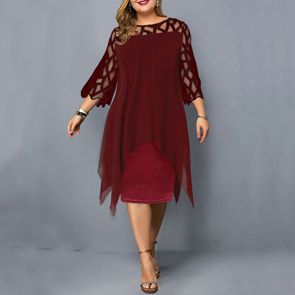Robe Midi Fluide À Manches Transparentes Femme