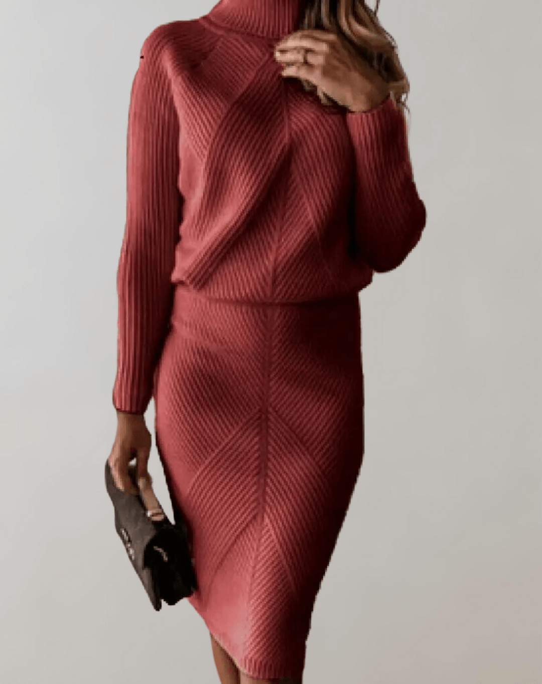 Ensemble Pull à Col Montant et Jupe Femme