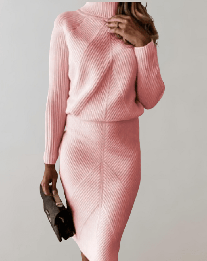 Ensemble Pull à Col Montant et Jupe Femme
