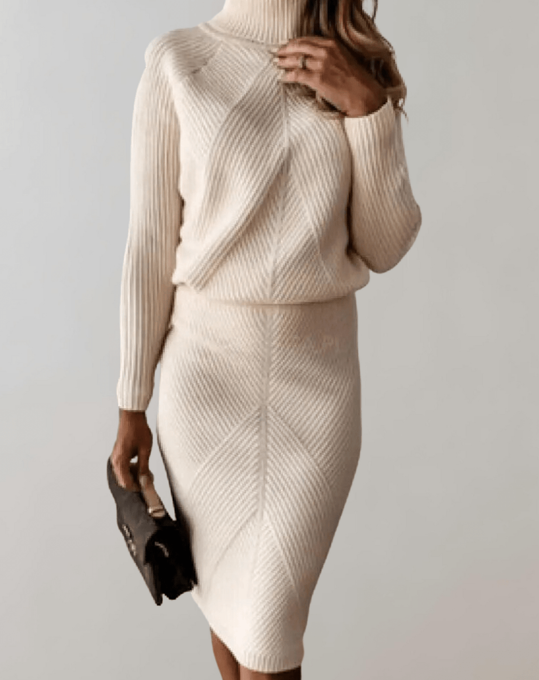 Ensemble Pull à Col Montant et Jupe Femme