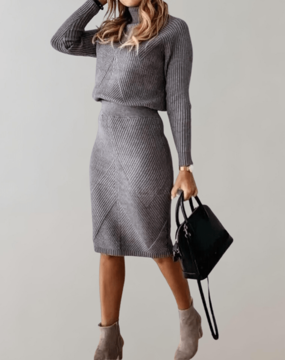 Ensemble Pull à Col Montant et Jupe Femme
